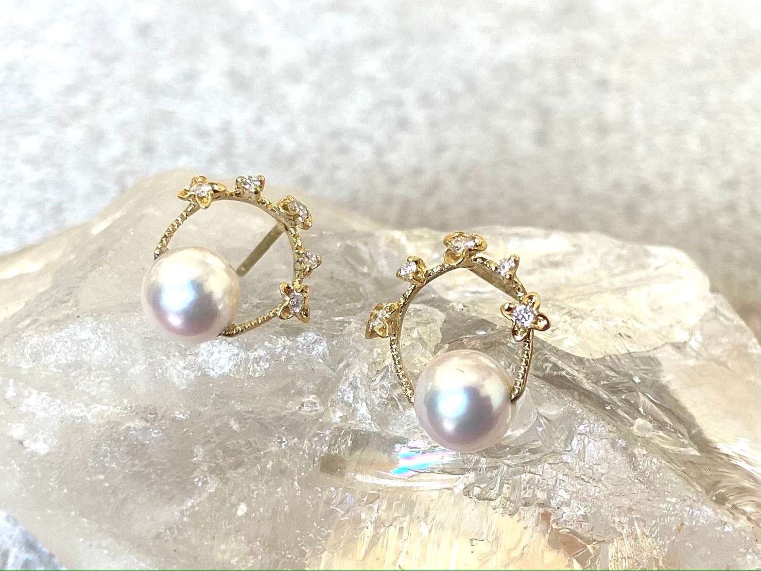 K18 Diamond Pearl Earrings