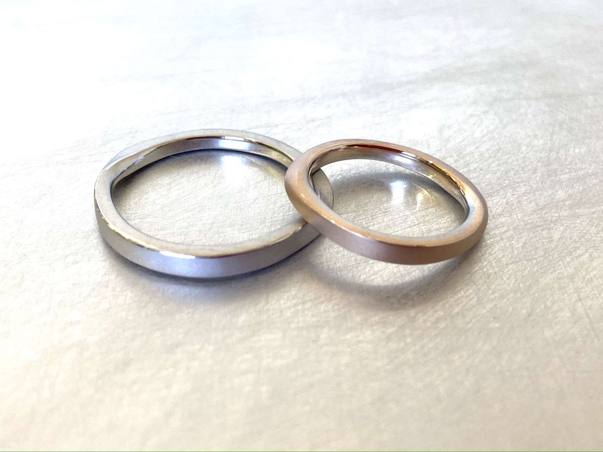 Pt900 K18PG Marriage Ring