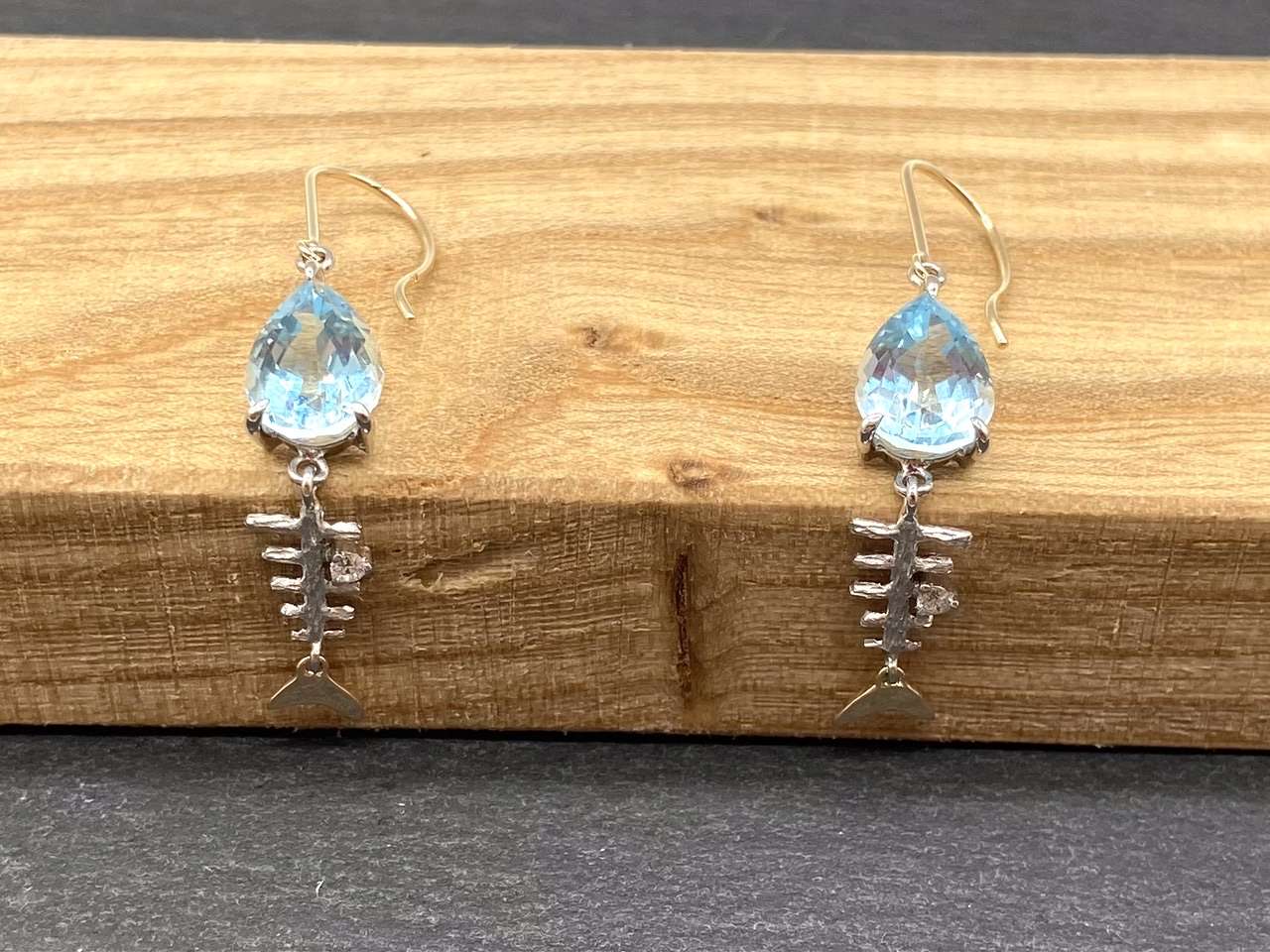 K18 Pt900  Aquamarine Diamond  Earrings