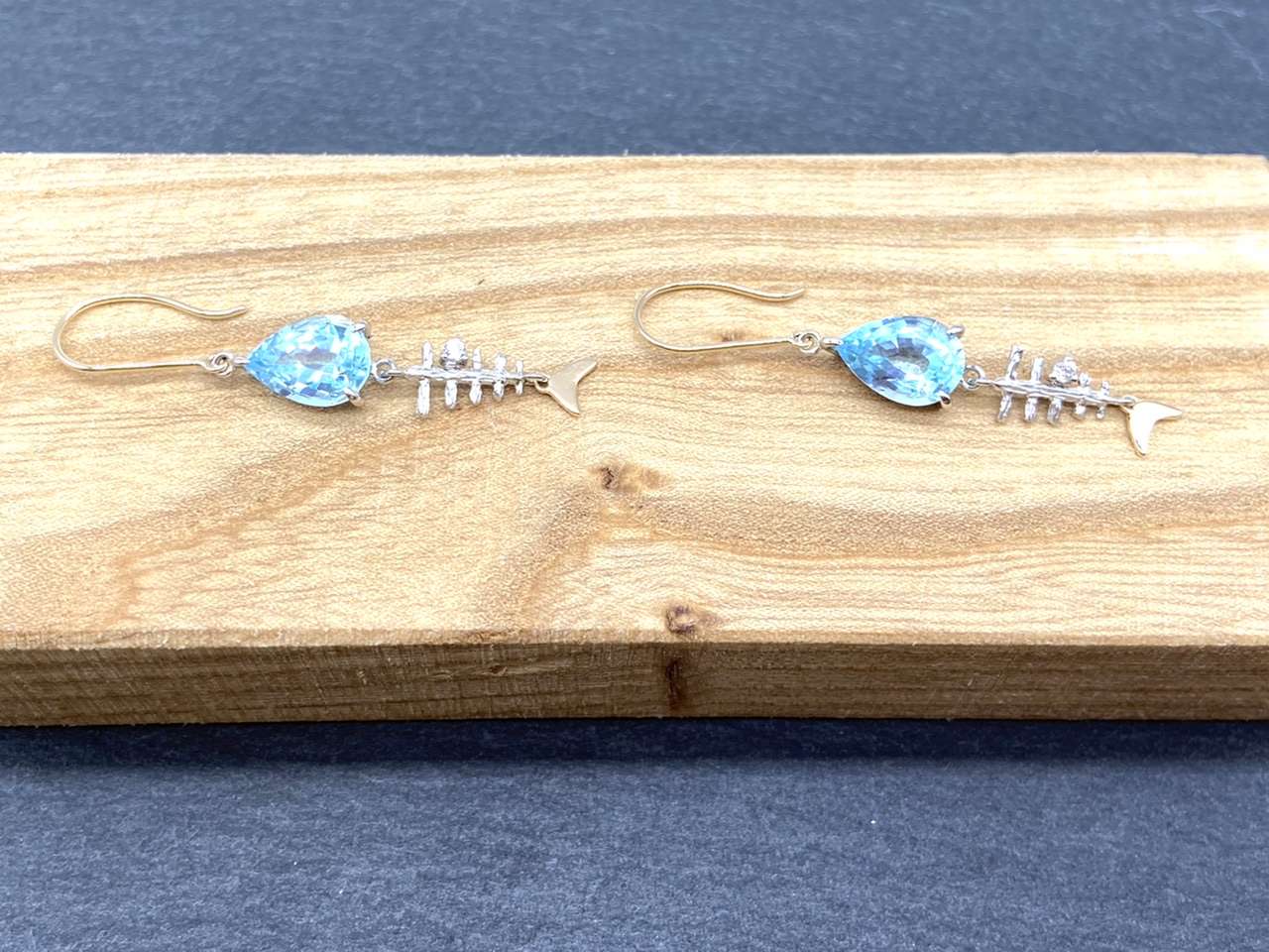 K18 Pt900  Aquamarine Diamond  Earrings